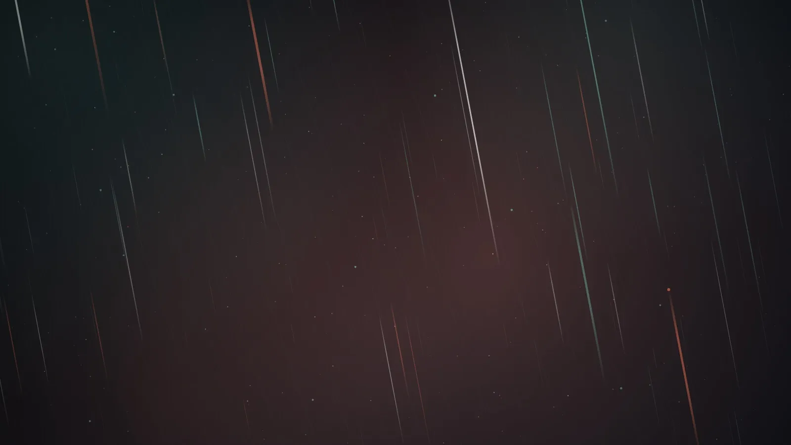 Thin streaks of coral and teal light falling across a dark background.