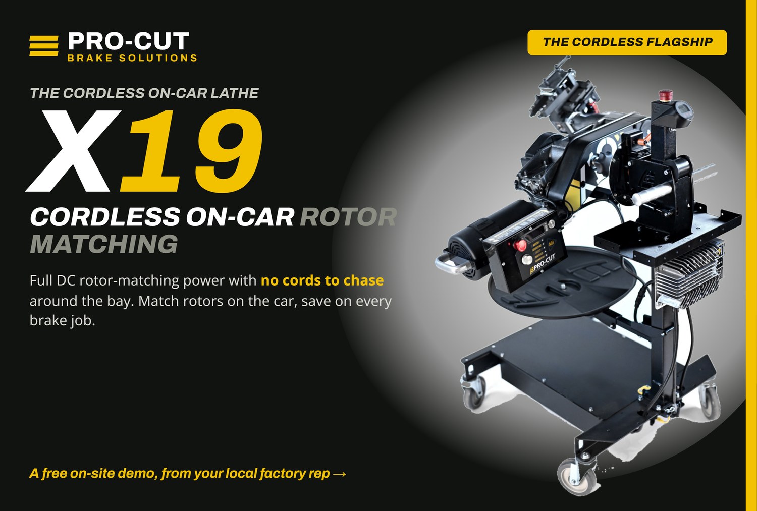 The front of the Pro-Cut X19 postcard