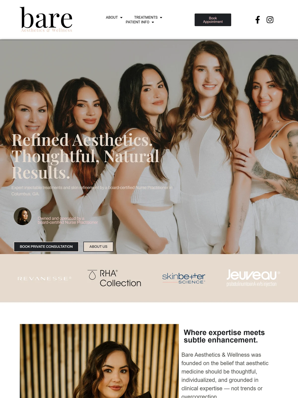 Bare Aesthetics & Wellness website screenshot