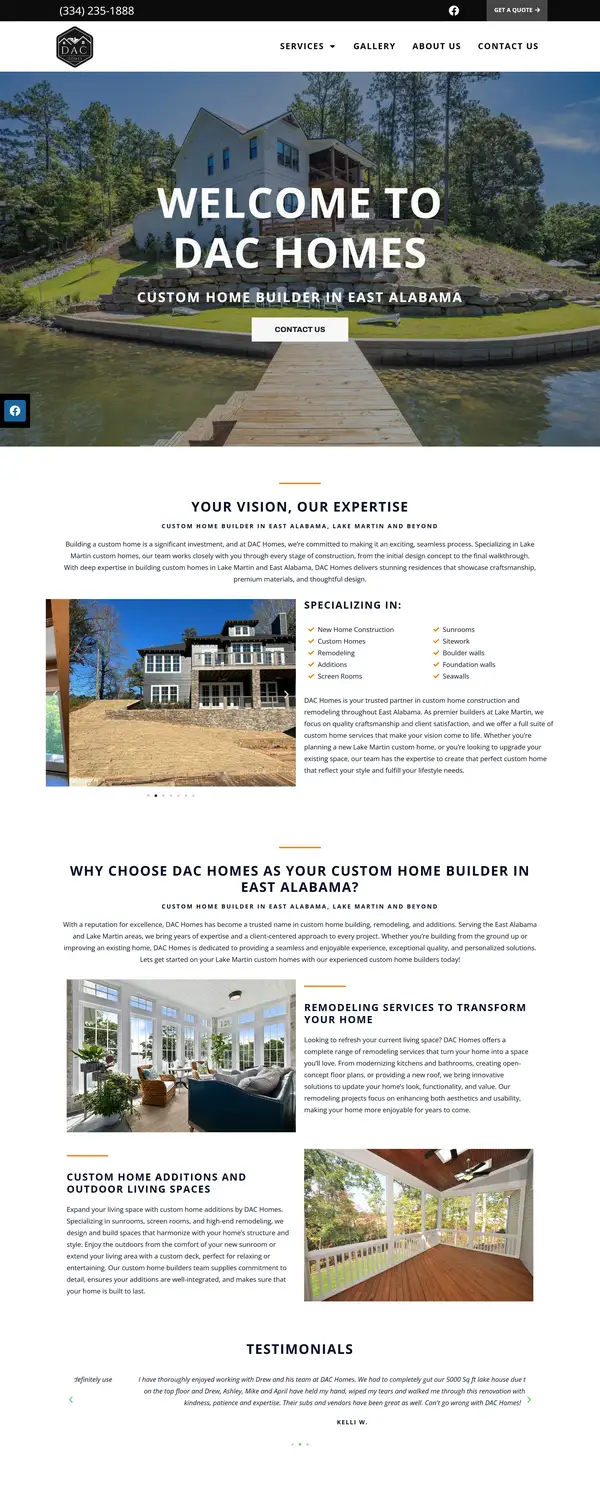 DAC Homes website screenshot