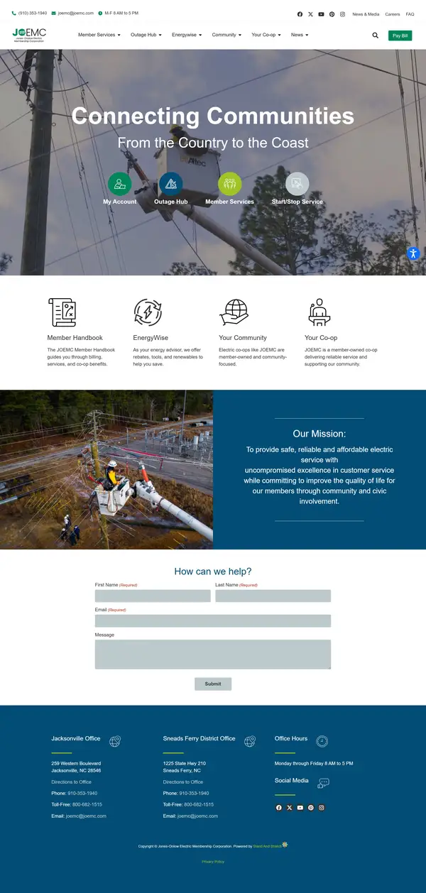 Jones-Onslow Electric website screenshot