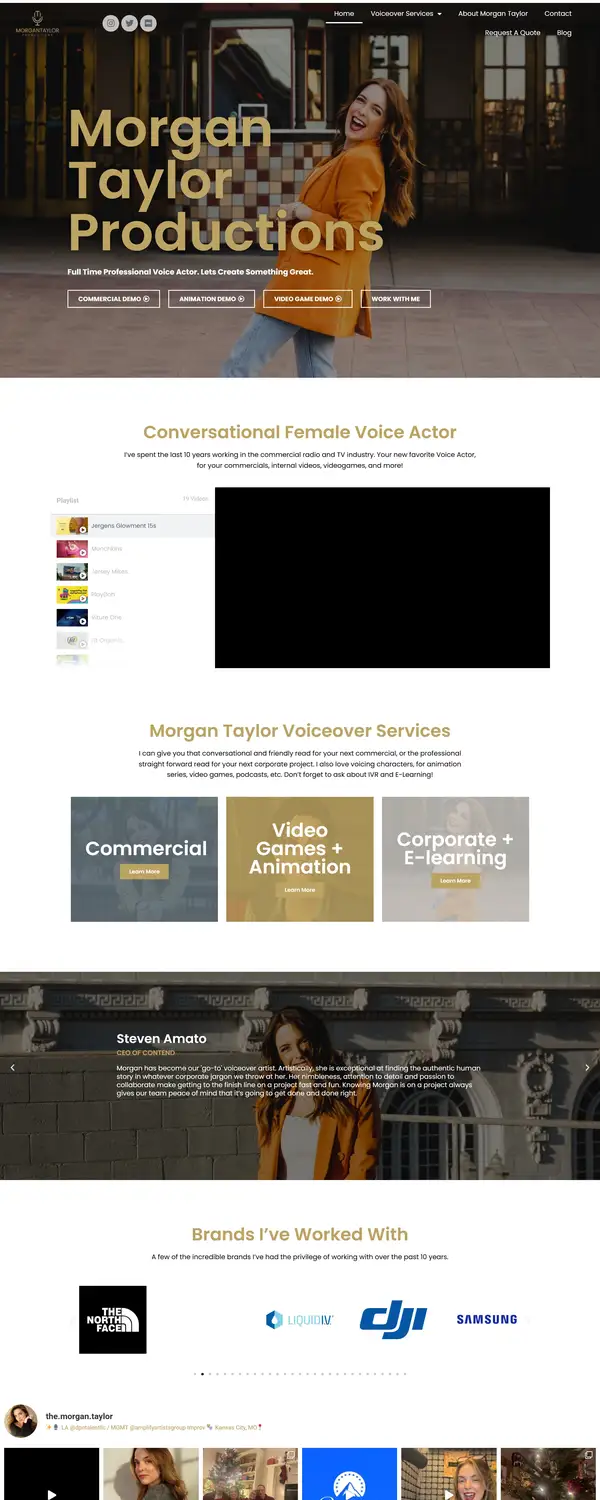 Morgan Taylor Productions website screenshot