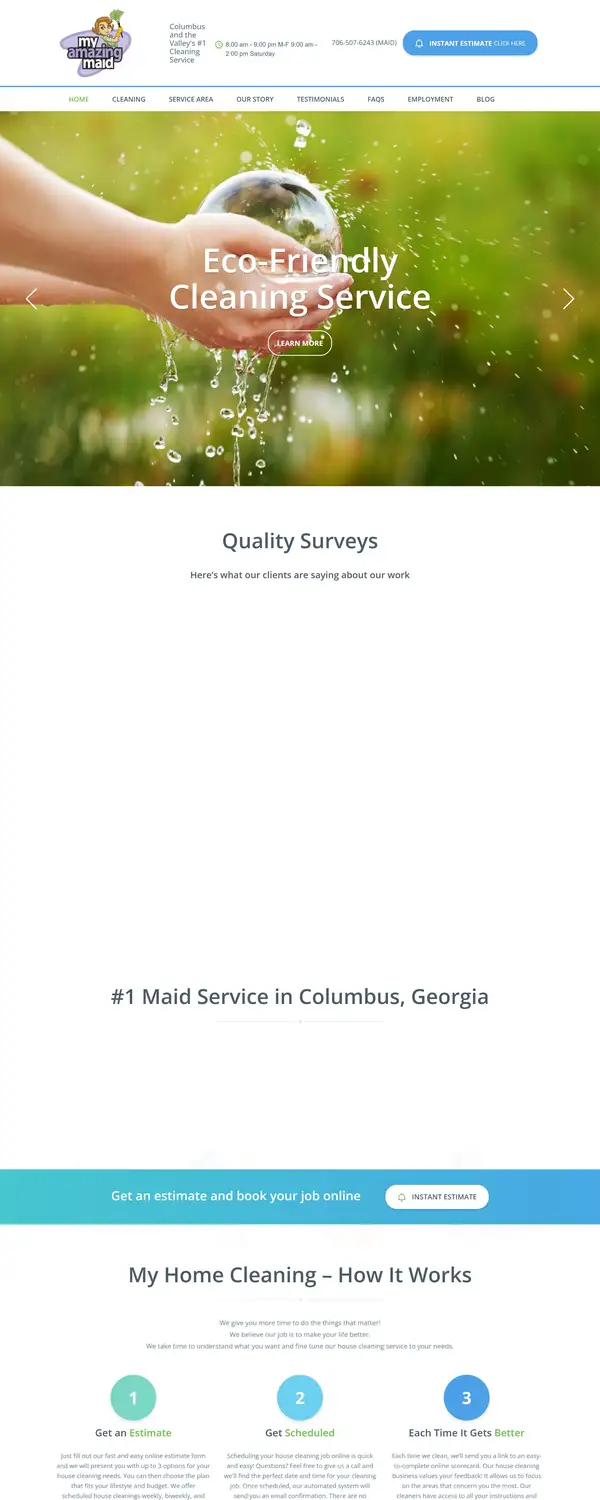My Amazing Maid website screenshot