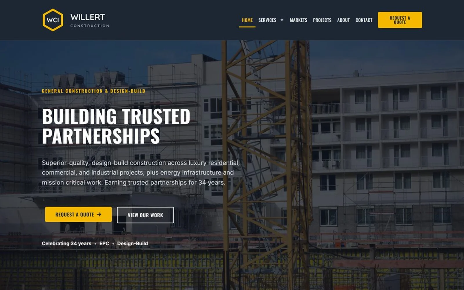 Willert Construction website screenshot