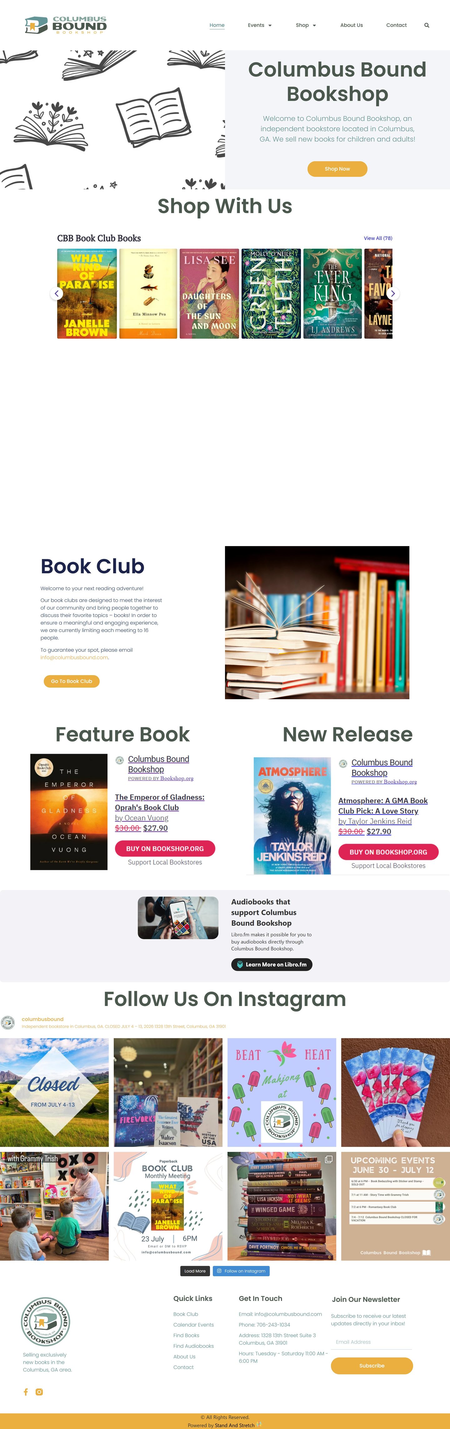 Columbus Bound Bookshop full website