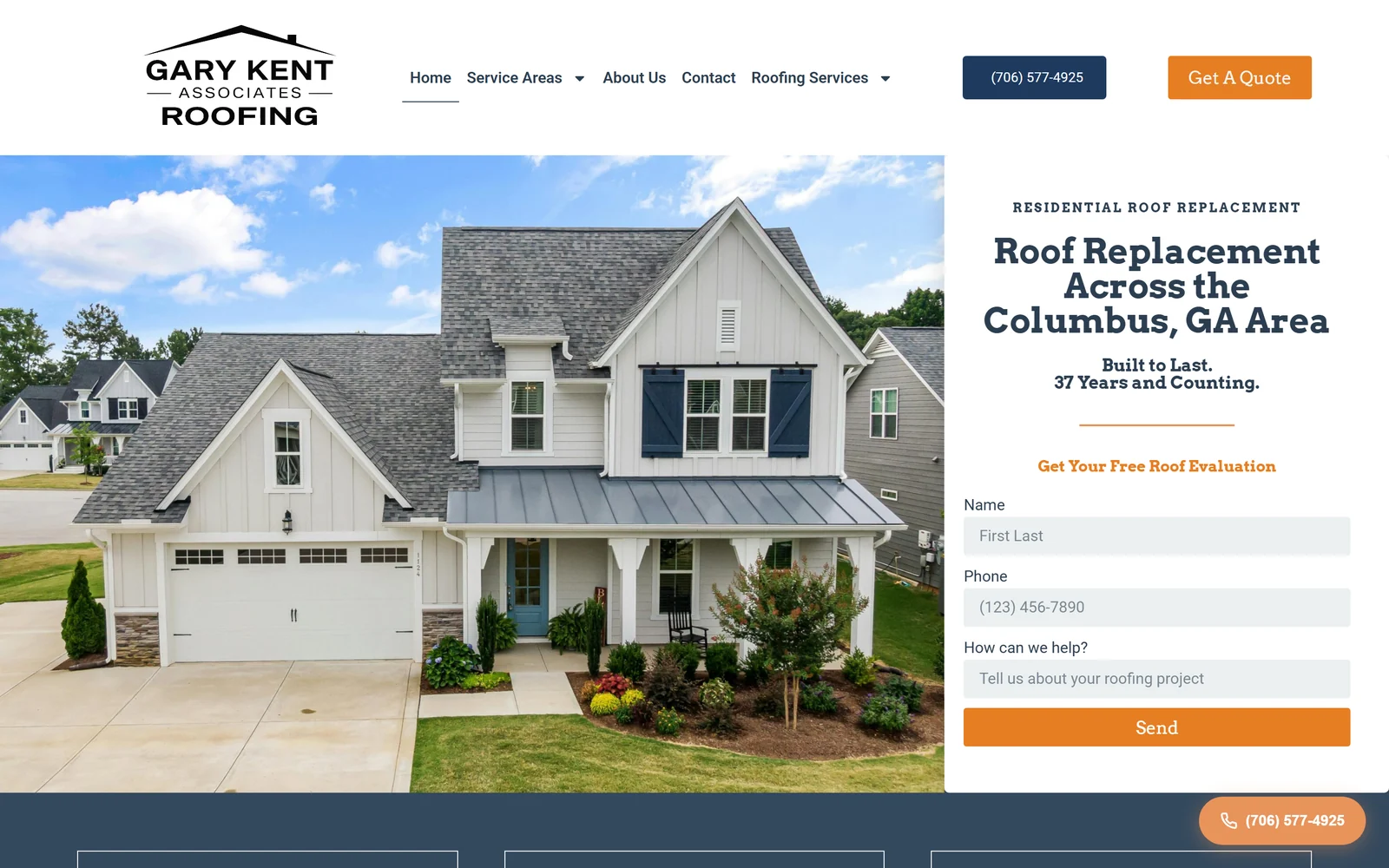 Roofing by Gary Kent website on desktop