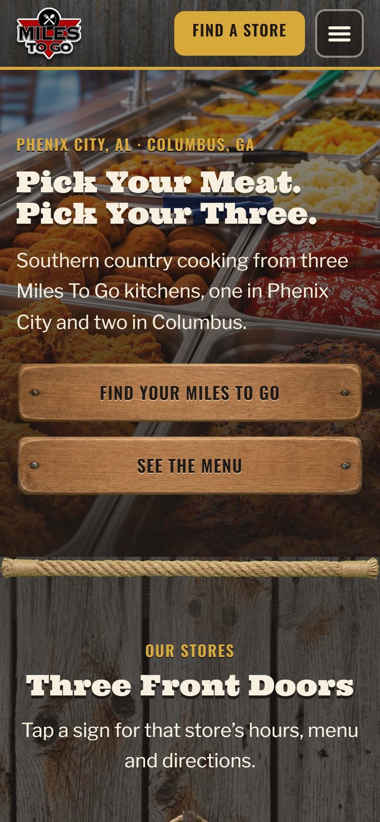 Miles To Go website on mobile