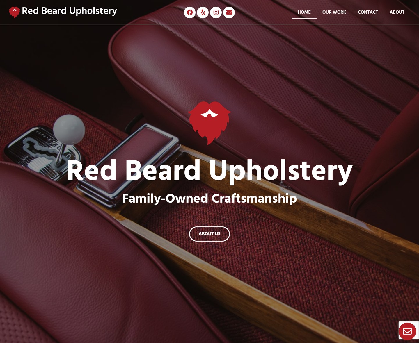 Red Beard Upholstery website on desktop