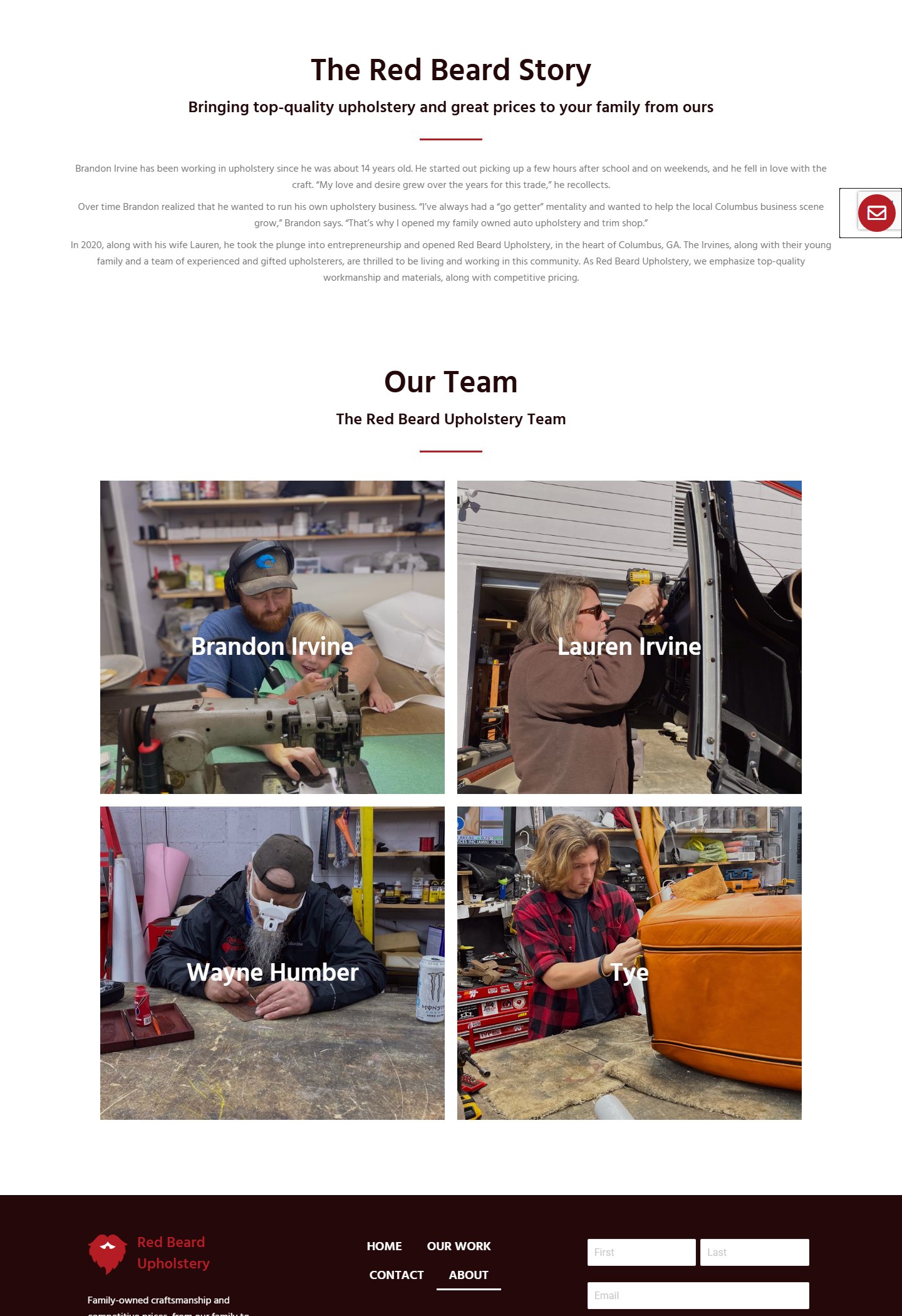Red Beard Upholstery About + The Team